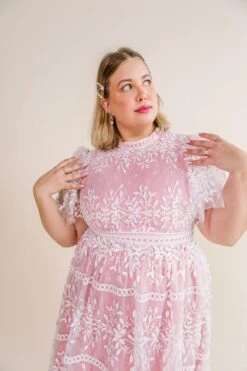 Sicily Dress With Flutter Sleeves In Pink - FINAL SALE -Ivy City Co Dress studio sicily pink 11 481189