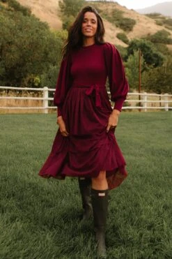 Cosette Midi Dress In Wine - FINAL SALE 18 Cosette Midi Dress In Wine - FINAL SALE -Ivy City Co Dress web cosettewine 2