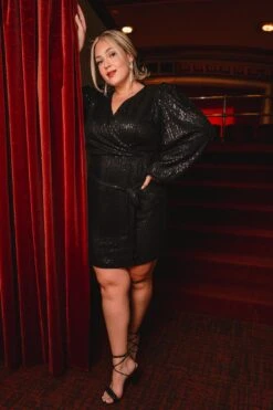 Jagger Dress In Black Sequin - FINAL SALE -Ivy City Co Dress web holiday2final 096 276353