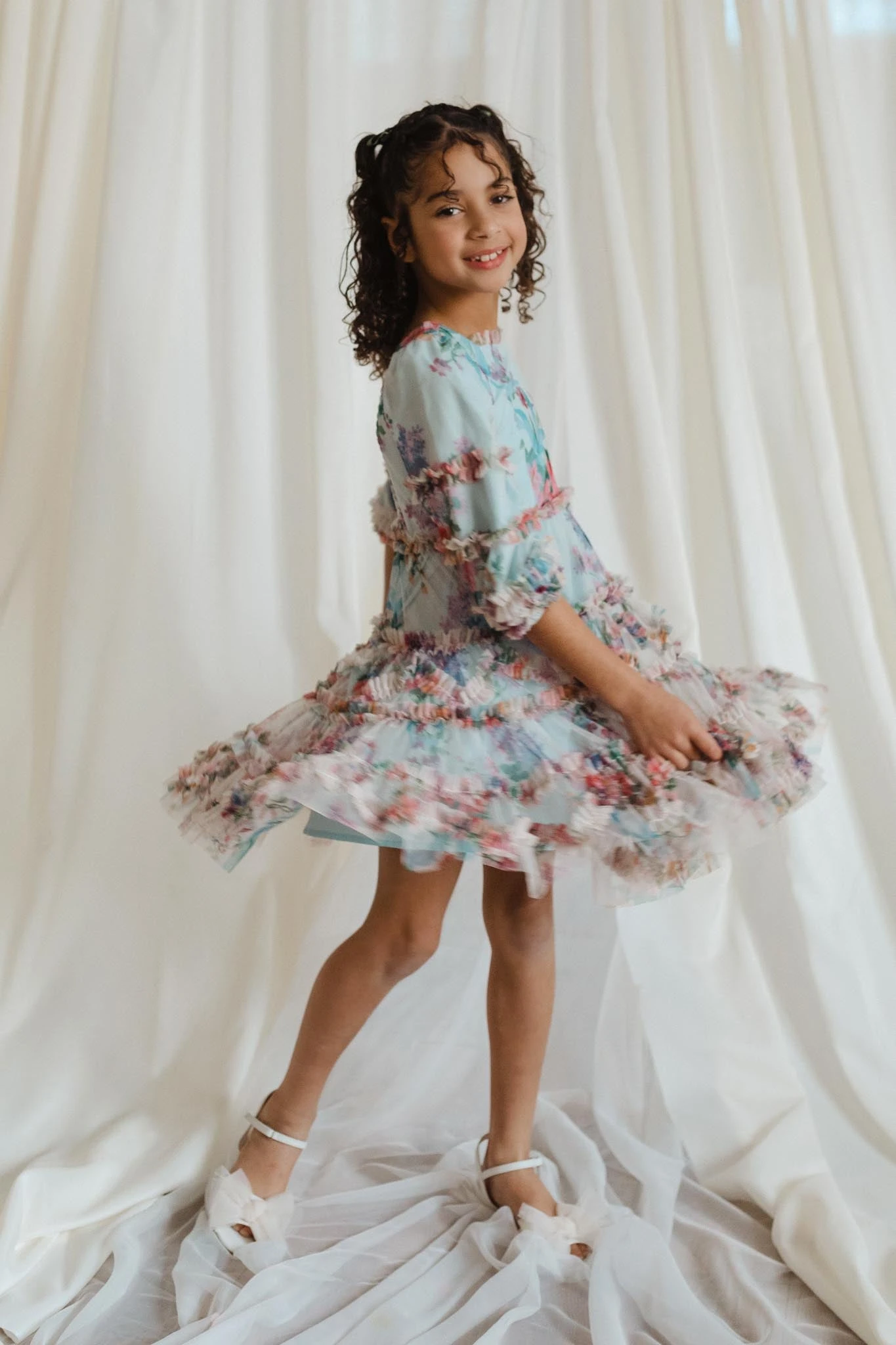 Mini Catherine Dress In Blue Floral 2 Mini Catherine Dress In Blue Floral - Image 2