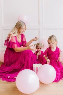 Whimsical Dress With Sweetheart-Neck In Fuchsia - FINAL SALE -Ivy City Co Dress whimsical 07 154185