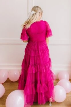 Whimsical Dress With Sweetheart-Neck In Fuchsia - FINAL SALE -Ivy City Co Dress whimsical 33 309831