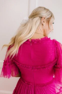 Whimsical Dress With Sweetheart-Neck In Fuchsia - FINAL SALE -Ivy City Co Dress whimsical 34 408666