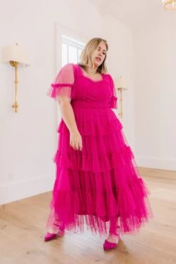 Whimsical Dress With Sweetheart-Neck In Fuchsia - FINAL SALE -Ivy City Co Dress whimsical 38 613481