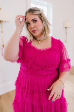 Whimsical Dress With Sweetheart-Neck In Fuchsia - FINAL SALE -Ivy City Co Dress whimsical 42 938067