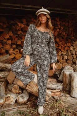 Willow Jumpsuit In Black Floral - FINAL SALE