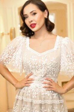 Venice Dress With Flutter Sleeves In Champagne - FINAL SALE 32 Venice Dress With Flutter Sleeves In Champagne - FINAL SALE -Ivy City Co Dress wweb Holiday CH2 venice white 7963 605757