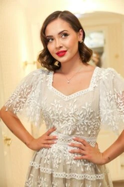 Venice Dress With Flutter Sleeves In Champagne - FINAL SALE 20 Venice Dress With Flutter Sleeves In Champagne - FINAL SALE -Ivy City Co Dress wweb Holiday CH2 venice white 7964 363168