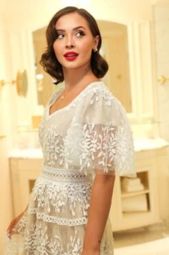 Venice Dress With Flutter Sleeves In Champagne - FINAL SALE 23 Venice Dress With Flutter Sleeves In Champagne - FINAL SALE -Ivy City Co Dress wweb Holiday CH2 venice white 7967 588843