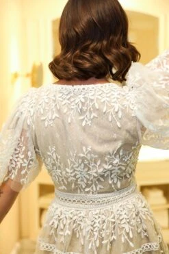 Venice Dress With Flutter Sleeves In Champagne - FINAL SALE 25 Venice Dress With Flutter Sleeves In Champagne - FINAL SALE -Ivy City Co Dress wweb Holiday CH2 venice white 7969 956167